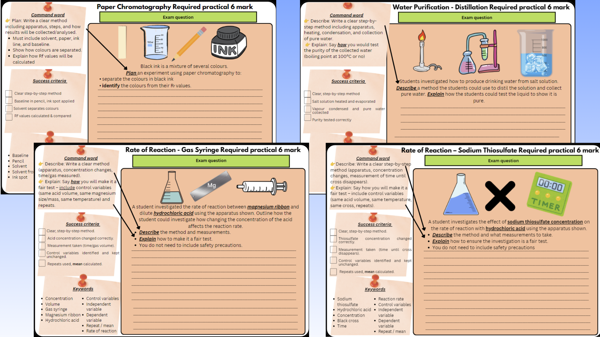 GradeUpScience Chemistry Paper 2 Required Practicals Complete Bundle