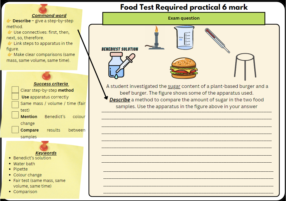 Preview of GradeUpScience Food Tests Required Practical worksheet