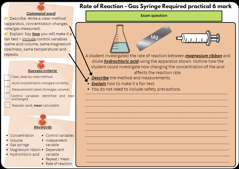 Rates of Reaction – Gas Syringe Method worksheet