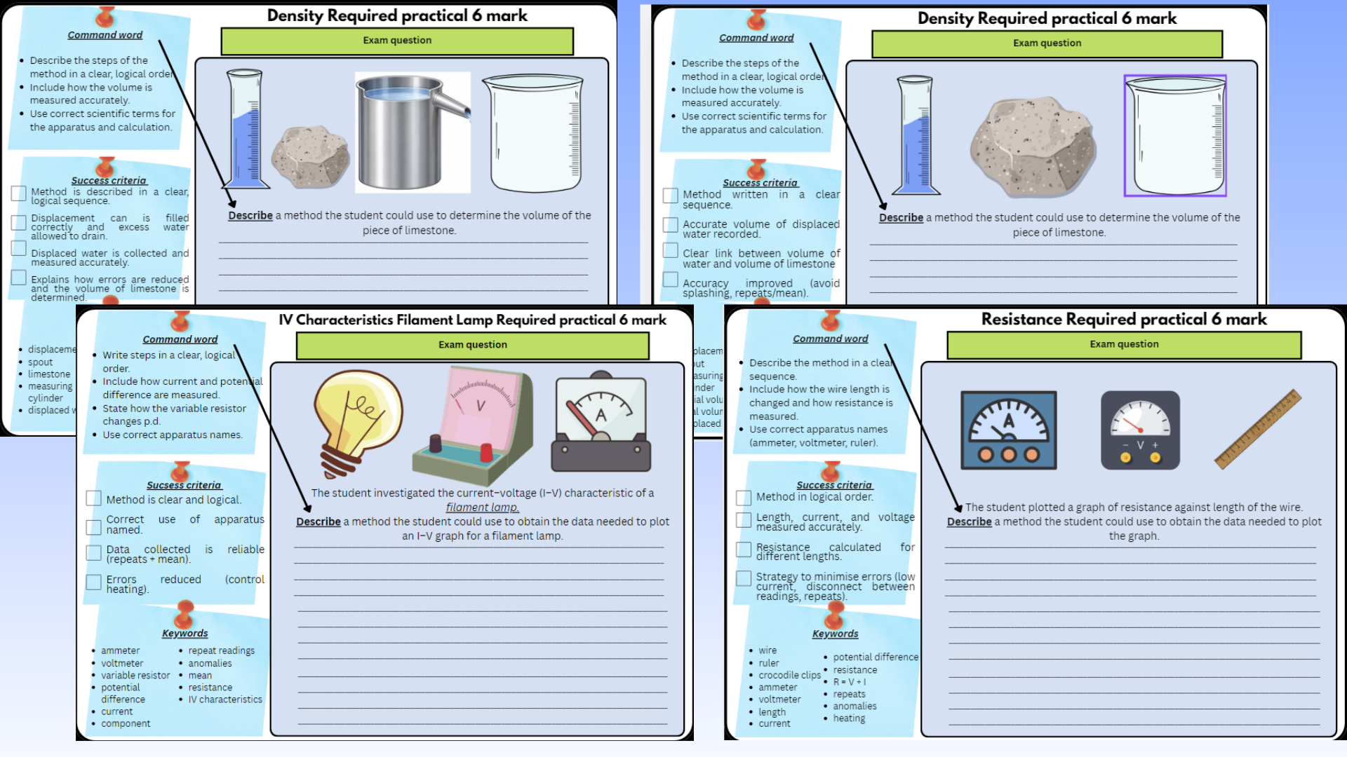 AQA Physics Paper 1 Required Practicals Bundle preview